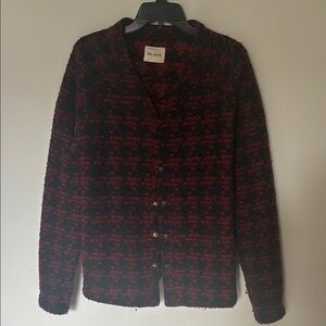 Red and Black Button-Up Cardigan